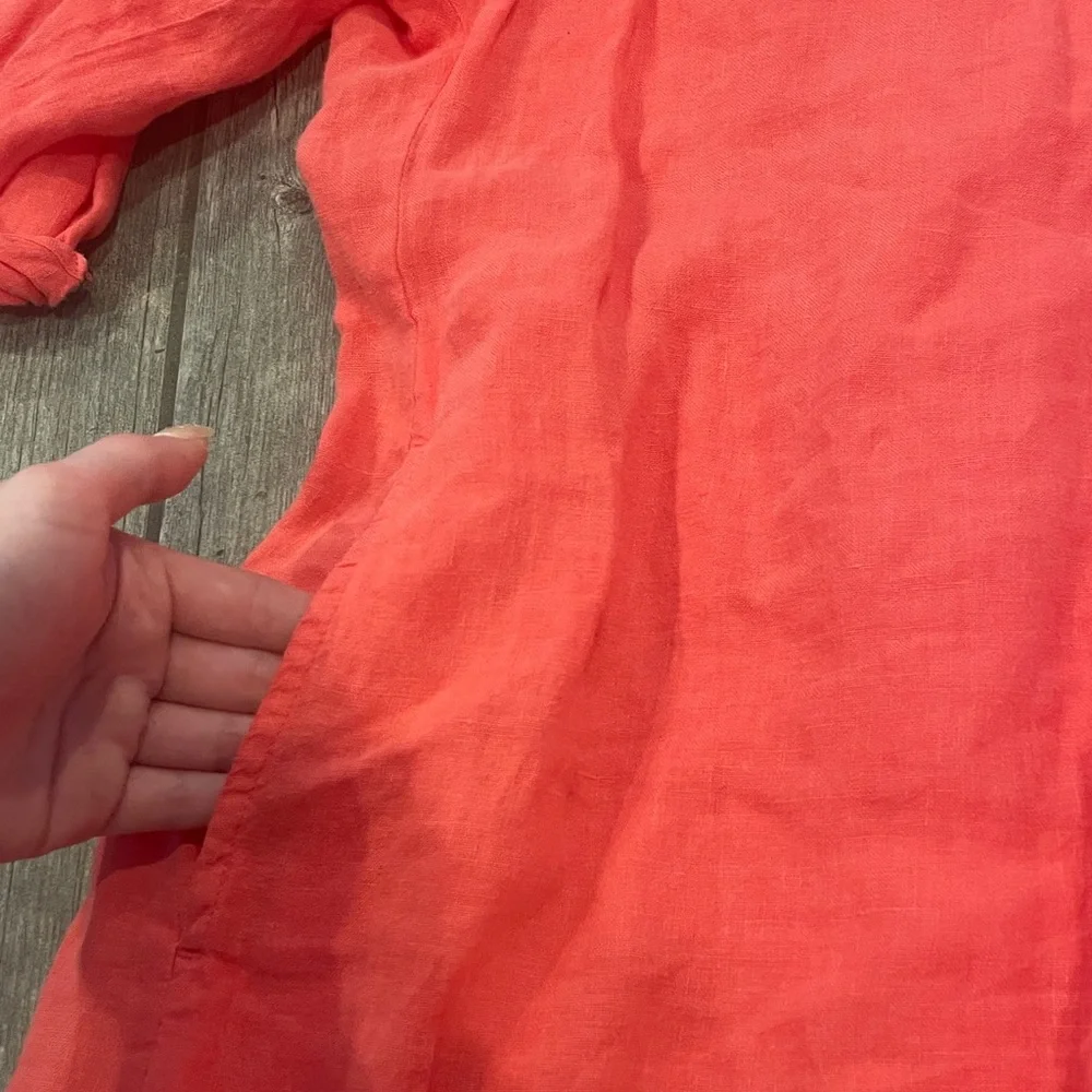 J. Mclaughlin Nylee Linen Mini Dress 3/4 sleeve Pockets Coral dress - Picture 3 of 7